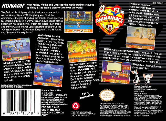 Animaniacs — Box back