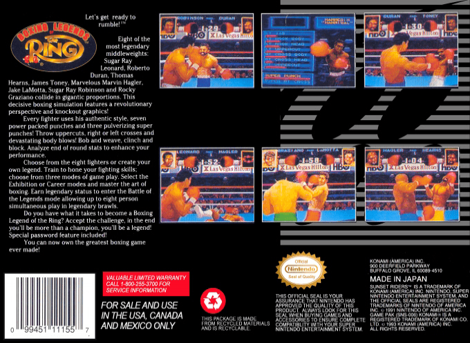 Boxing Legends of the Ring — Box back