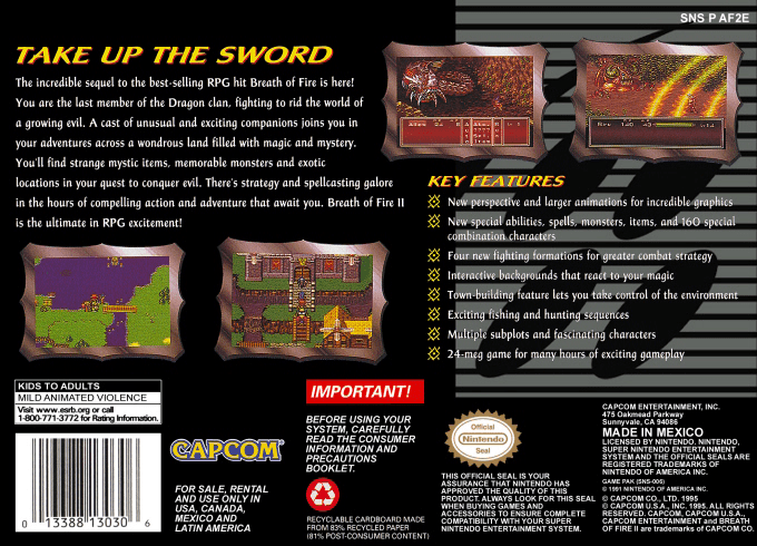 Breath of Fire II — Box back