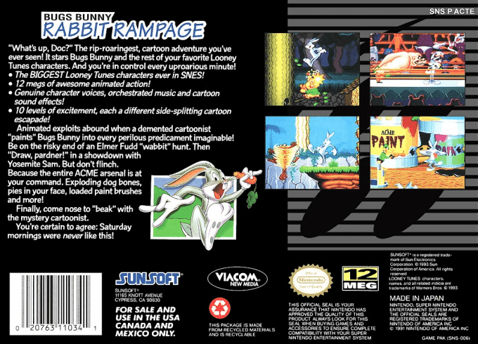 Bugs Bunny : Rabbit Rampage — Box back