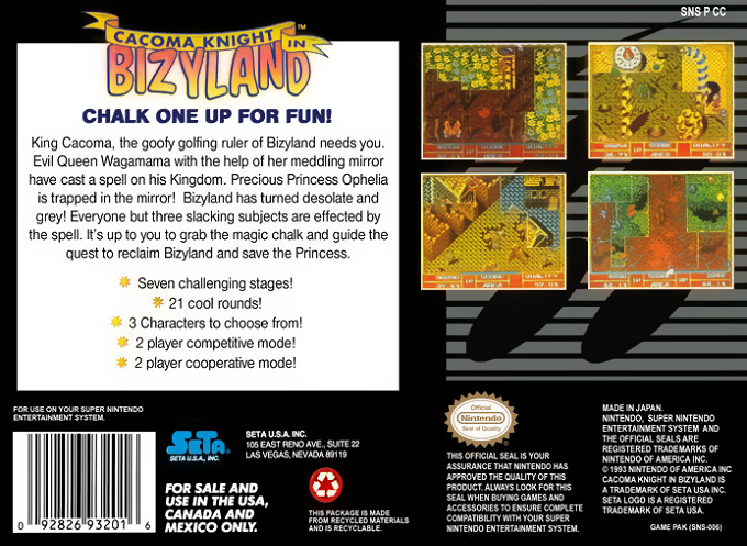 Cacoma Knight in Bizyland — Box back