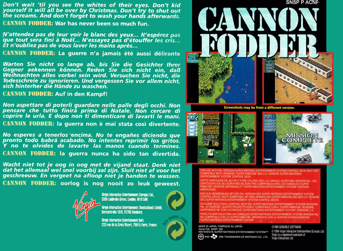 Cannon Fodder — Box back