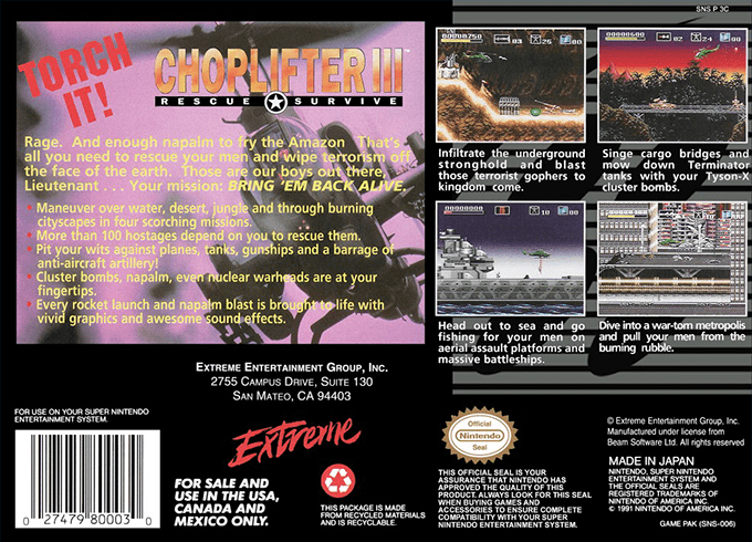 Choplifter III — Box back