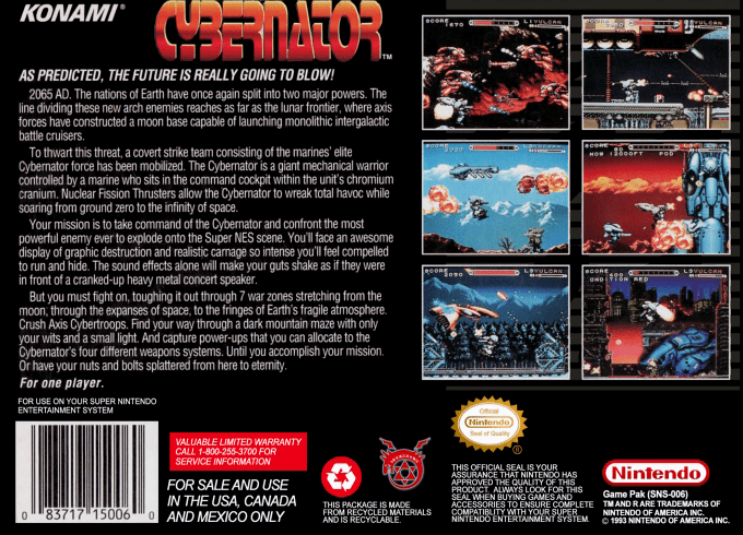 Cybernator — Box back
