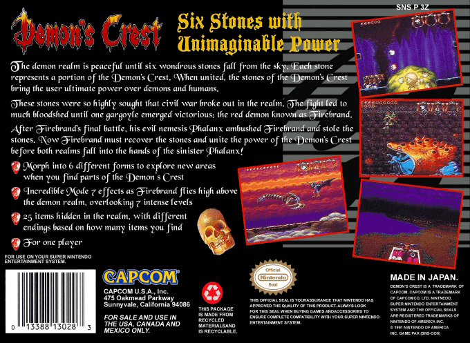 Demon's Crest — Box back