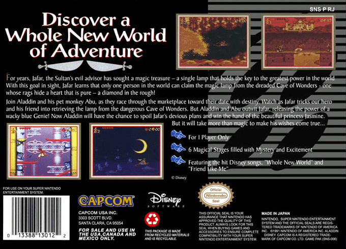 Disney's Aladdin — Box back