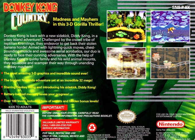 Donkey Kong Country — Box back