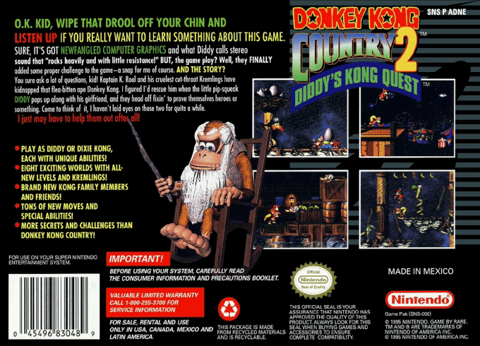 Donkey Kong Country 2 : Diddy's Kong Quest — Box back