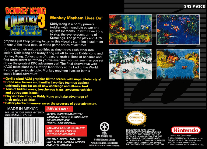 Donkey Kong Country 3 : Dixie Kong's Double Trouble! — Box back