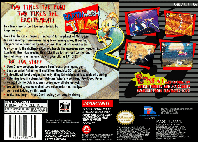 Earthworm Jim 2 — Box back