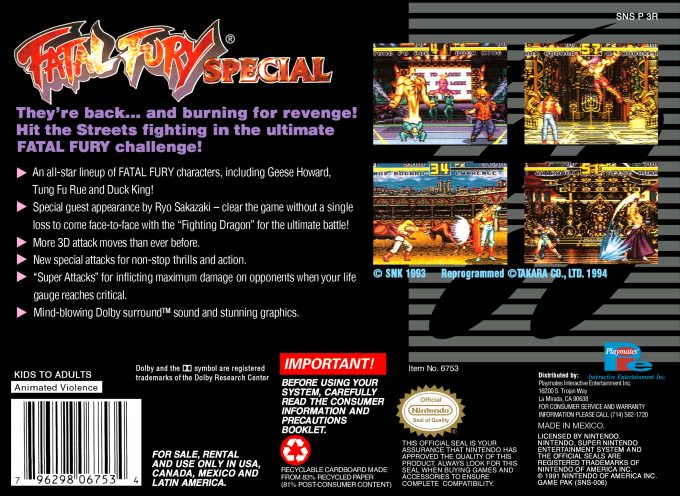 Fatal Fury Special — Box back