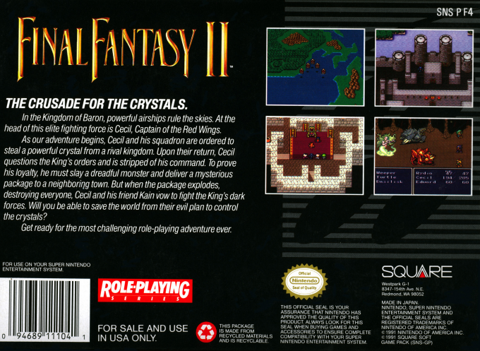 Final Fantasy II — Box back