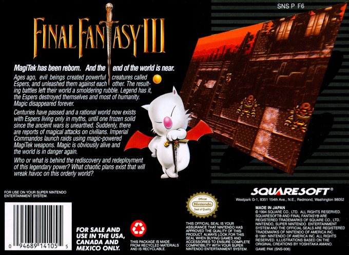 Final Fantasy III — Box back