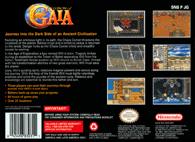 Illusion of Gaia — Box back