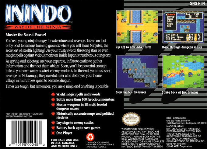Inindo : Way of the Ninja — Box back