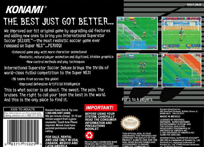 International Superstar Soccer Deluxe — Box back
