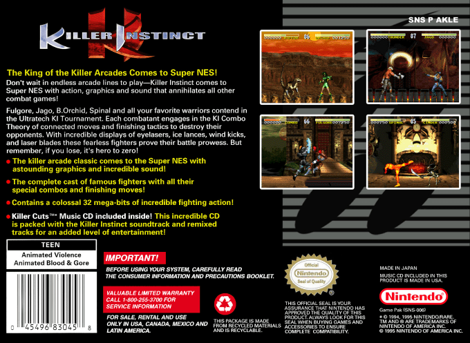 Killer Instinct — Box back