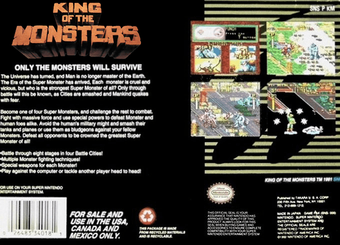 King of the Monsters — Box back
