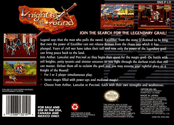 Knights of the Round — Box back