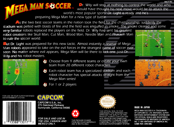 Mega Man Soccer — Box back