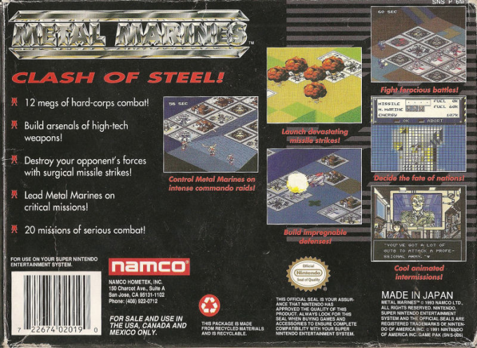 Metal Marines — Box back