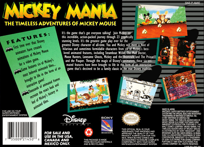 Mickey Mania : The Timeless Adventures of Mickey Mouse — Box back
