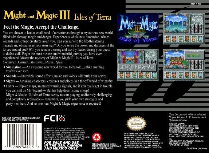 Might and Magic III : Isles of Terra — Box back