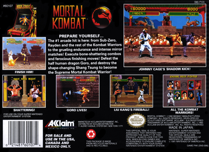 Mortal Kombat — Box back