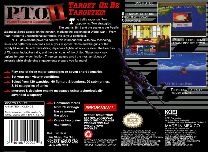 P.T.O. II : Pacific Theater of Operations — Box back