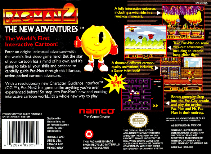 Pac-Man 2 : The New Adventures — Box back
