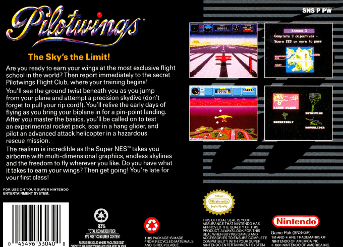 Pilotwings — Box back