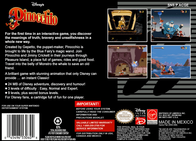 Pinocchio — Box back