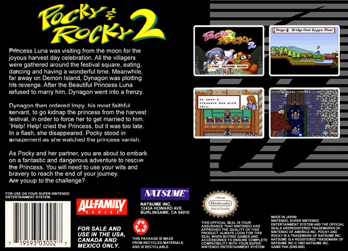 Pocky & Rocky 2 — Box back