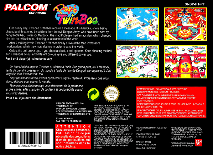 Pop'n TwinBee — Box back
