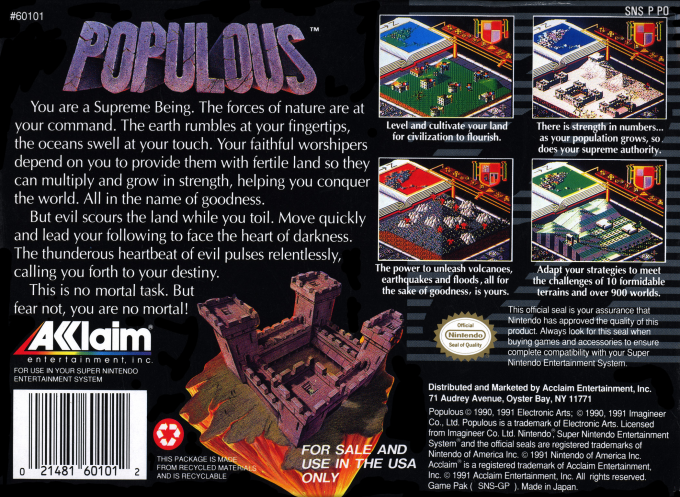 Populous — Box back