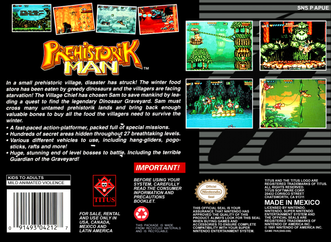 Prehistorik Man — Box back