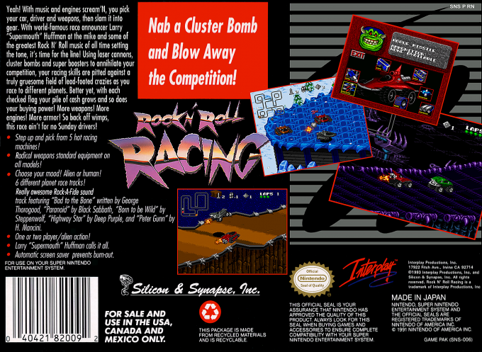 Rock n' Roll Racing — Box back
