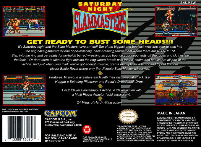 Saturday Night Slam Masters — Box back