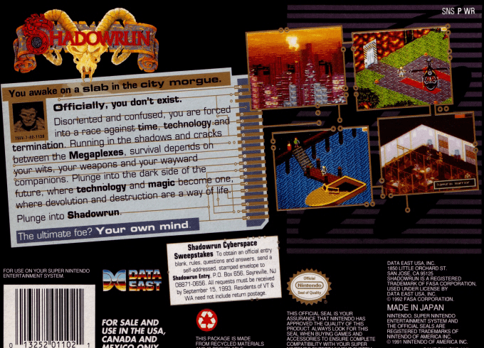 Shadowrun — Box back