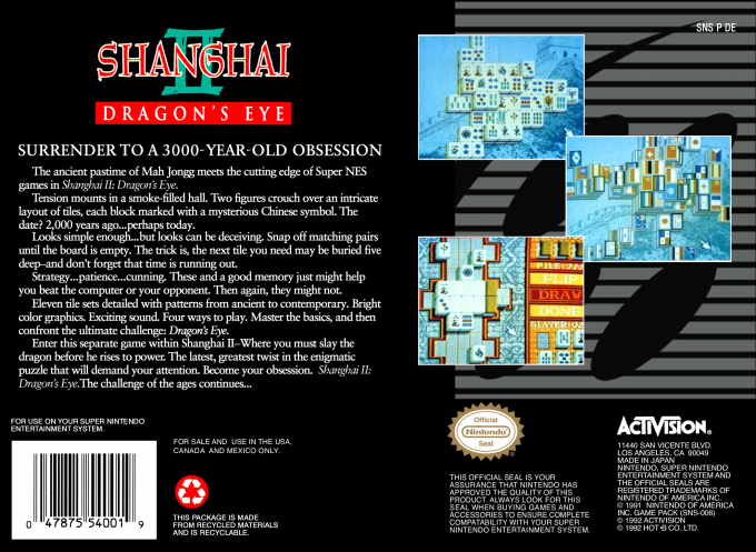 Shanghai II : Dragon's Eye — Box back
