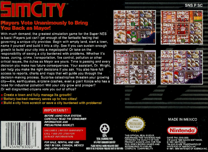 SimCity — Box back