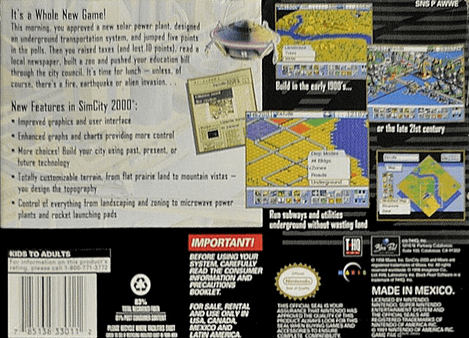 SimCity 2000 : The Ultimate City Simulator — Box back