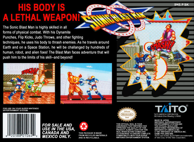 Sonic Blast Man — Box back