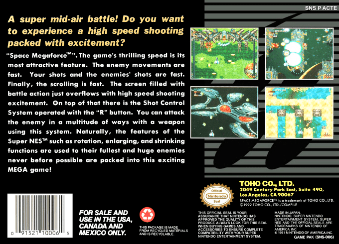 Space Megaforce — Box back