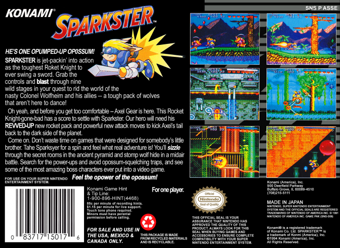 Sparkster — Box back