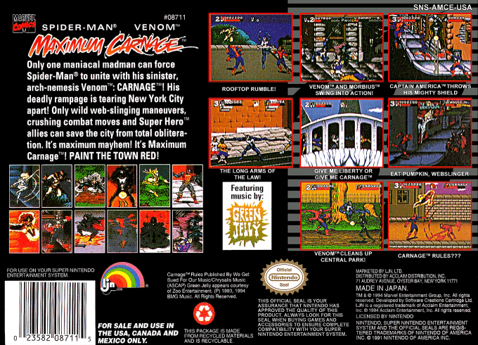 Spider-Man & Venom : Maximum Carnage — Box back