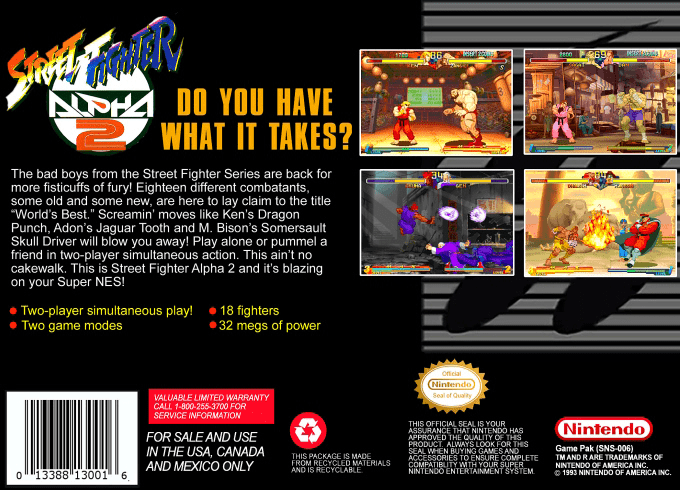 Street Fighter Alpha 2 — Box back