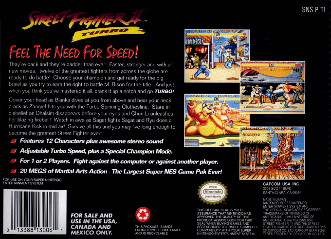 Street Fighter II Turbo — Box back