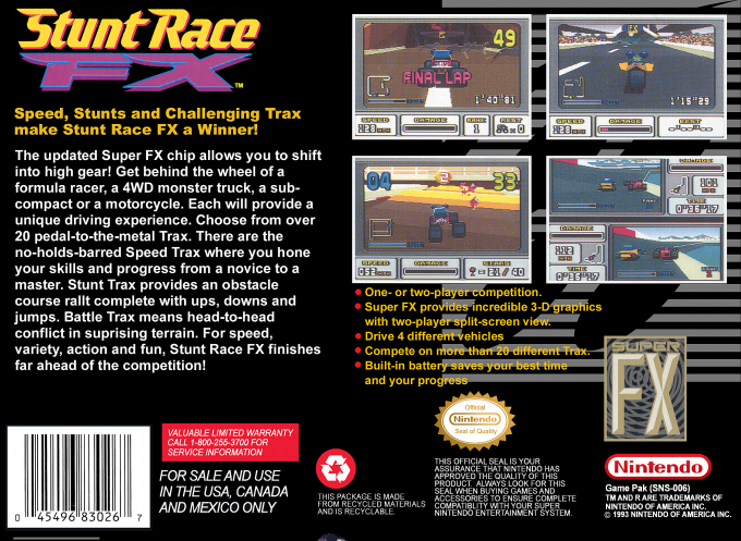 Stunt Race FX — Box back