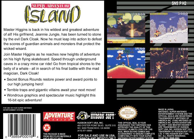 Super Adventure Island — Box back